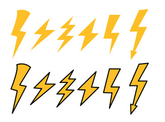 lightning vector shape icon set