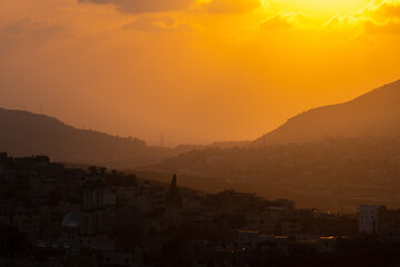 sunset over the city