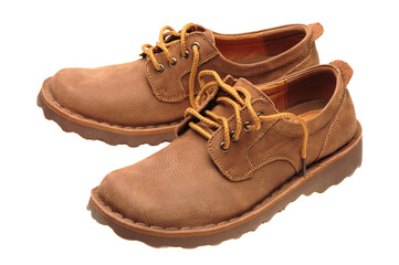 A picture of a pair of male shoes over white background
