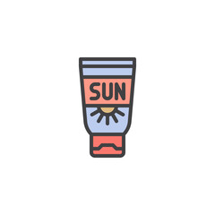 Tanning lotion tube filled outline icon