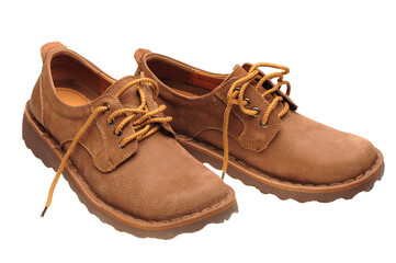 A picture of a pair of male shoes over white background