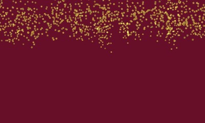 Christmas Gold Star & Snowflake On Red Sky Holiday Bokeh Background