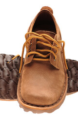 A picture of a pair of male shoes over white background