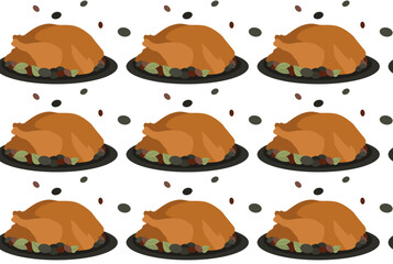 Peking Duck. Chinese cuisine. Seamless pattern in vector. Asian cuisine