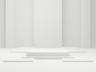 3D geometric podium. White room background