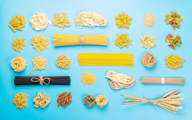 Various uncooked pasta
