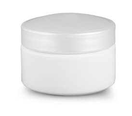 Jar with cosmetic cream isolated on white background