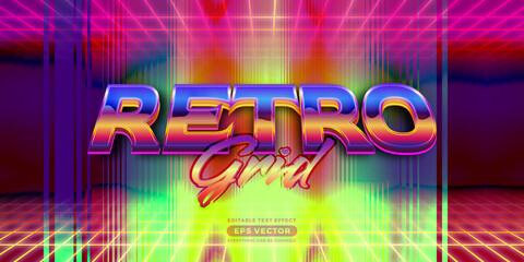 Retro grid editable text effect retro style with vibrant theme concept for trendy flyer, poster and banner template promotion