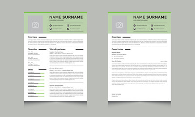 Professional CV resume template and Cover Letter Set Design Minimalist 