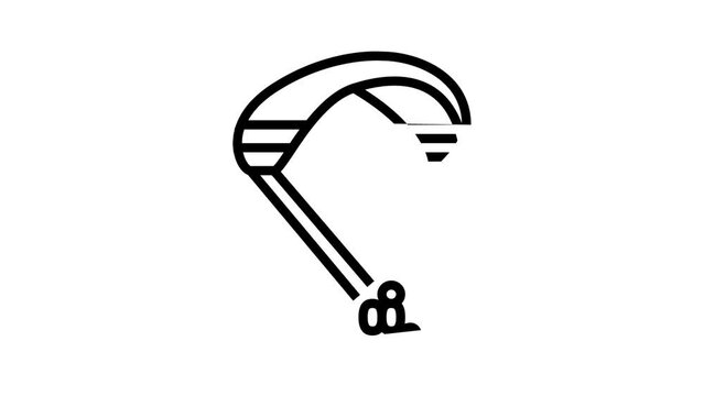 paragliding extreme sport line icon animation