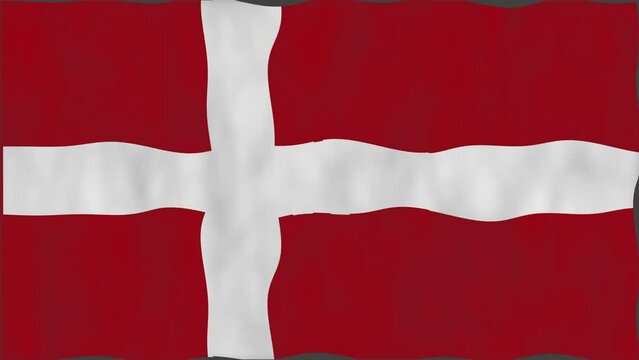 Denmark Nation Flag. Seamless looping waving animation.