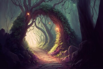 Path of the enchanted forest. - obrazy, fototapety, plakaty