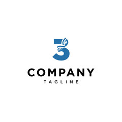 3 Number DNA Genetic Vector logo icon vector Template