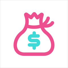 Money Bag Coin Icon Two Color