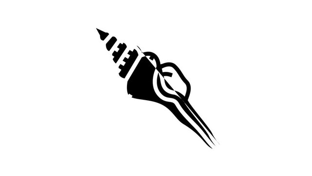 spindle sea shell beach line icon animation