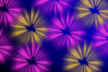 Purple and yellow light circles from spotlights on a dark blue background. Background for the poster.