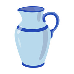 Milk jug, kitchenware and dishes vector illustration. Cookware, different tools and instruments isolated on white background. Kitchen utensil