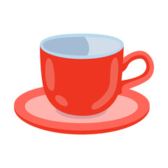Mug with saucer, kitchenware and dishes vector illustration. Cookware, different tools and instruments isolated on white background. Kitchen utensil