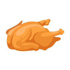 Smoked chicken. Meat product cartoon vector illustration. Drawing of raw and roasted animal meat isolated on white background