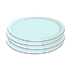 Set of porcelain plates, kitchenware and dishes vector illustration. Cookware, different tools and instruments isolated on white background. Kitchen utensil