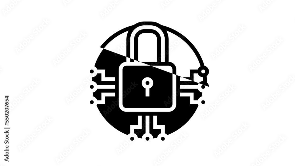 Poster system padlock line icon animation