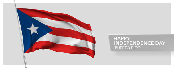 Puerto Rico happy independence day greeting card, banner vector illustration