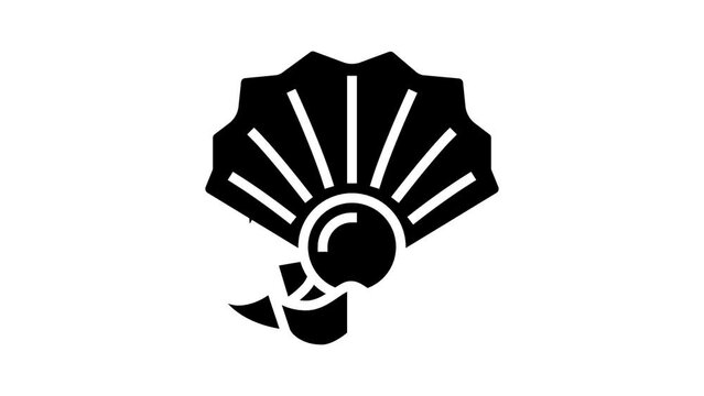 pearl oyster shell glyph icon animation