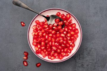Fresh and ripe pomegranate seeds