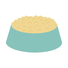 Animal food bowl. Blank for dog food on white background, vector illustration.