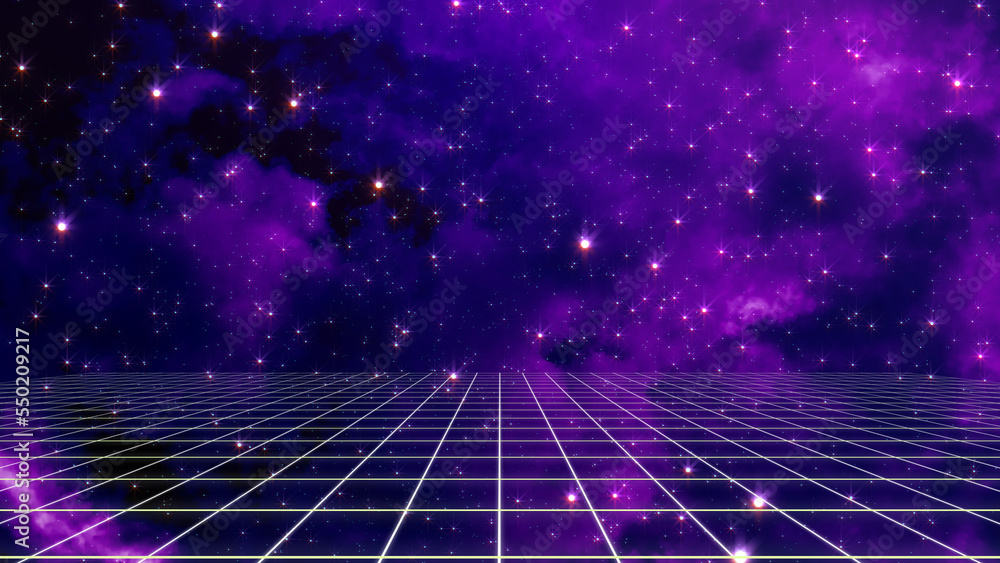 Canvas Prints retro style 80s video game background. futuristic grid landscape of the 80s. digital cyber surface. 