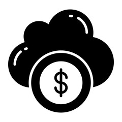 Online money, dollar with cloud vector icon in trendy style