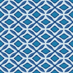 Japanese Blue Diamond Petal Vector Seamless Pattern