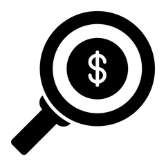 Dollar under Magnifying glass searching finance icon, business search icon