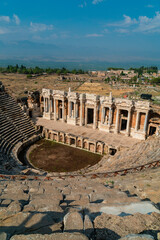 Views of the famous theater of Hierapolis in pamukkale.