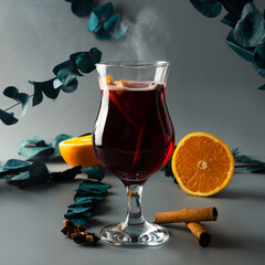 hot mulled wine with oranges