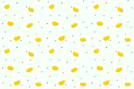 
Seamless pattern with flowers and leaves, Dendelion, Drawn with a touch of colored pencil