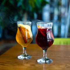 hot mulled wine on the table