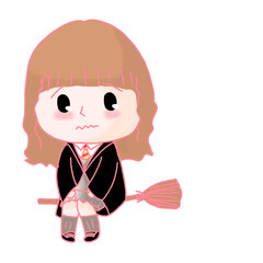 Little witch, small and cute, her name is Hermiomo.