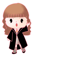 Little witch, small and cute, her name is Hermiomo.