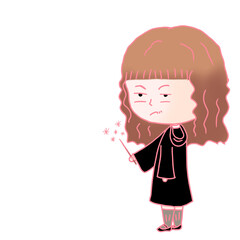 Little witch, small and cute, her name is Hermiomo.