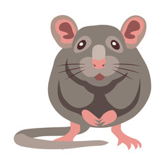 Mouse cartoon illustration. Little house mice or rat character with long tail isolated on white background