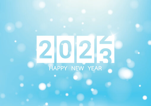 Happy new year 2023 on blue background for celebration, party, and new year event. Vector illustration