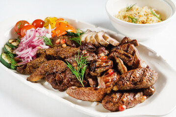 different kind of meat on white plate