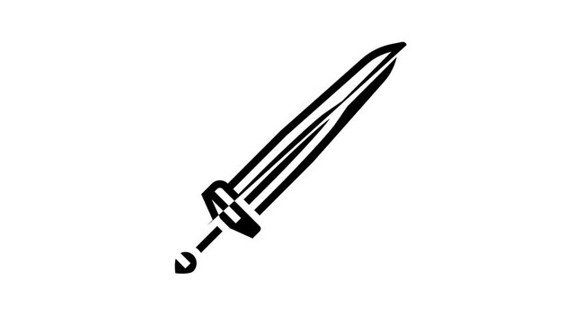 sword viking line icon animation
