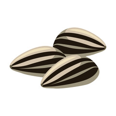 Nuts of sunflower vector illustration. Almond, hazelnut, pistachio, cashew, sunflower seeds, peanut, walnut isolated on white