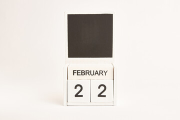 Calendar with date 22 February and space for designers. Illustration for an event of a certain date.