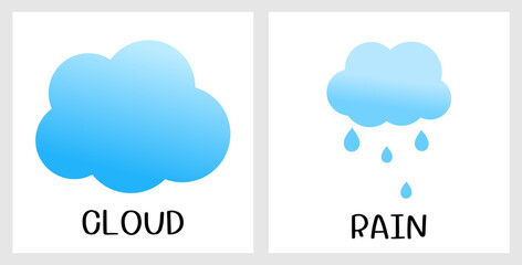 Cloud and rain icon signs isolated on white backgrounds vector illustration.