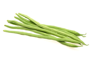 Green kidney bean on white background 
