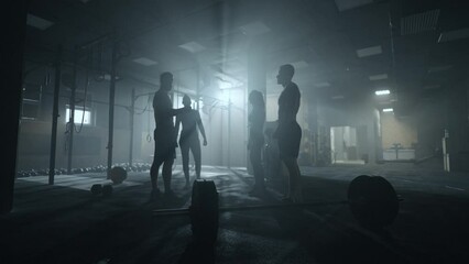 team in fitness club, people are hitting fists, symbol of friendship, male and female sportspersons - Powered by Adobe