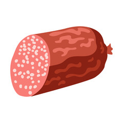 Smoked sausage, Meat product cartoon vector illustration. Drawing of raw and roasted animal meat isolated on white background
